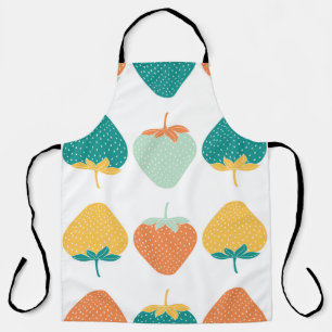 Multicolor Strawberries: Vintage Fruit Pattern. Apron