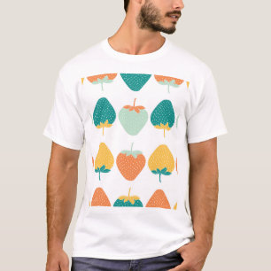 Multicolor Strawberries: Vintage Fruit Pattern. T-Shirt