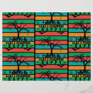 Multicolor Stripe Cemetery Bats Scrapbook Paper