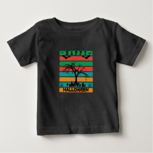  Multicolor Stripe Cemetery with Bats and Tree  Baby T-Shirt