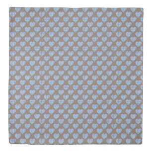 Multicolor striped blue hearts on white duvet cover
