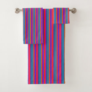 Multicolor Striped Pattern Bath Towel Set