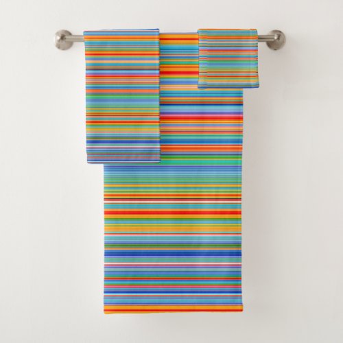 Multicolor Striped Pattern Bath Towel Set