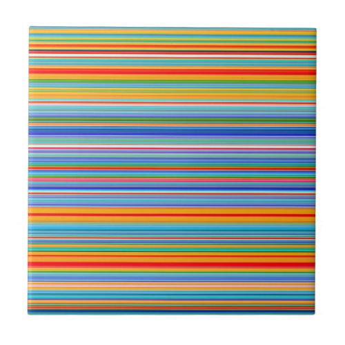 Multicolor Striped Pattern Ceramic Tile
