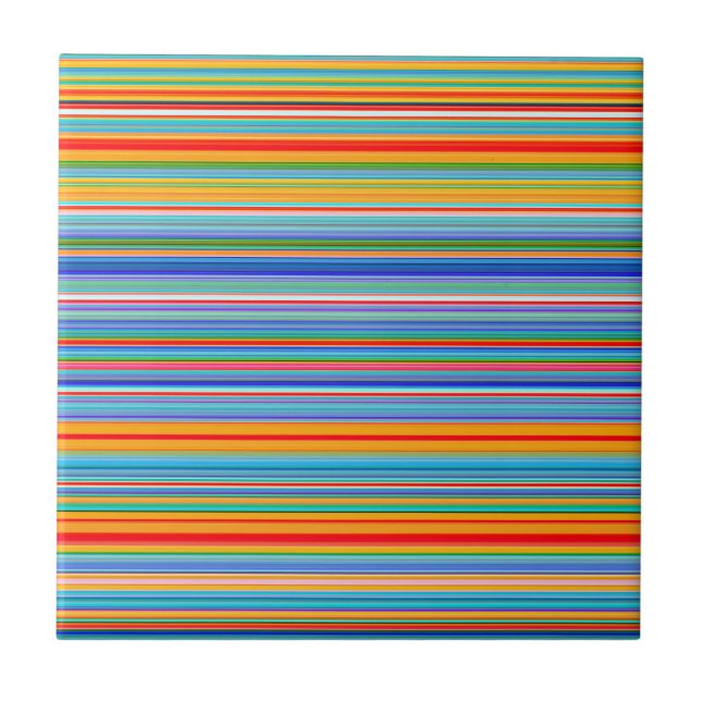 Multicolor Striped Pattern Ceramic Tile (Front)