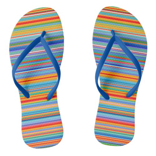 Multicolor Striped Pattern Flip Flops