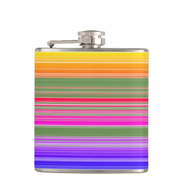 Multicolor Striped Pattern Hip Flask (Front)
