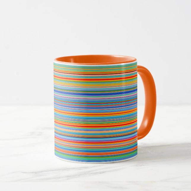 Multicolor Striped Pattern Mug (Front Right)