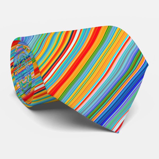 Multicolor Striped Pattern Neck Tie (Rolled)