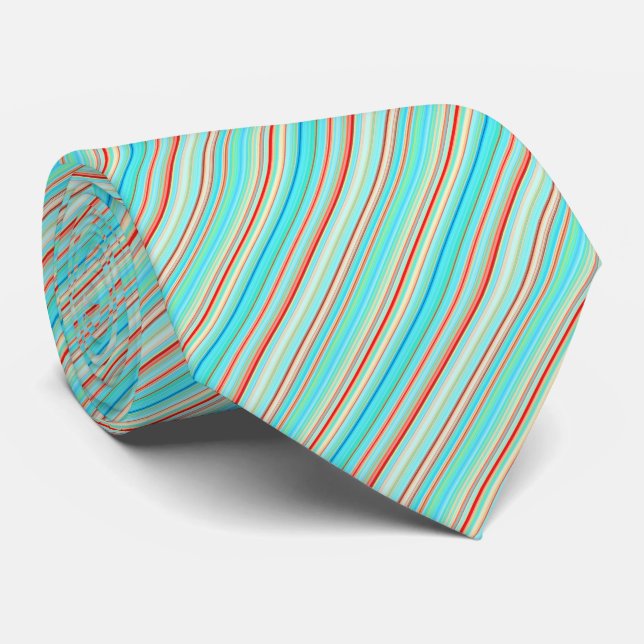 Multicolor Striped Pattern Neck Tie (Rolled)