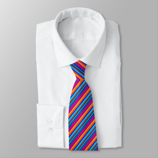 Multicolor Striped Pattern Neck Tie (Tied)