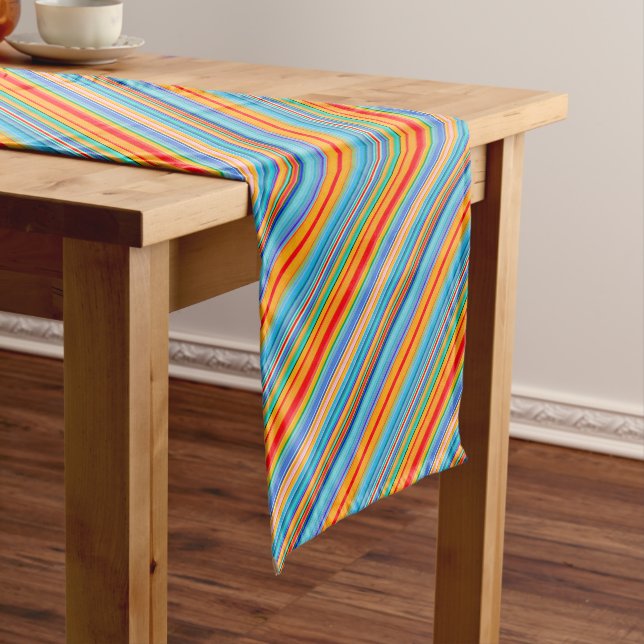 Multicolor Striped Pattern Short Table Runner (In Situ)