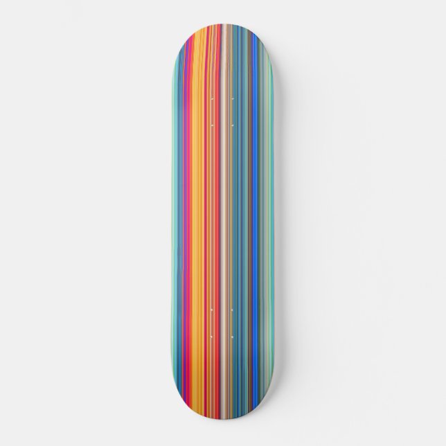 Multicolor Striped Pattern Skateboard Deck (Front)