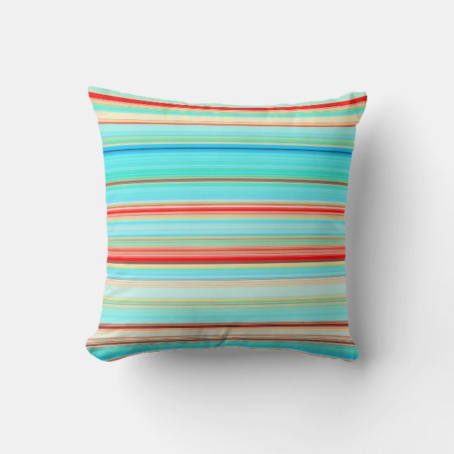 Multicolor Striped Pattern Throw Pillow (Front)