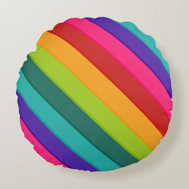 Multicolor Striped Round Pillow (Front)