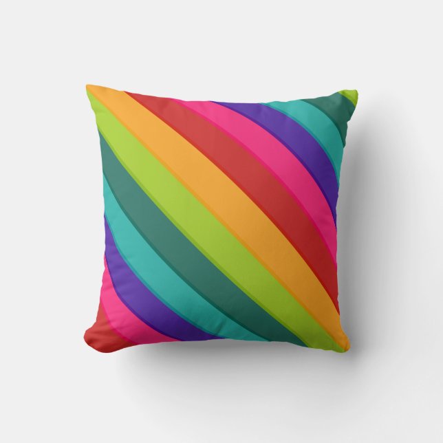 Multicolor Striped Throw Pillow (Front)