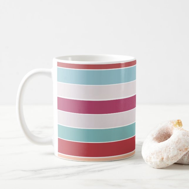 Multicolor Stripes Coffee Mug (With Donut)