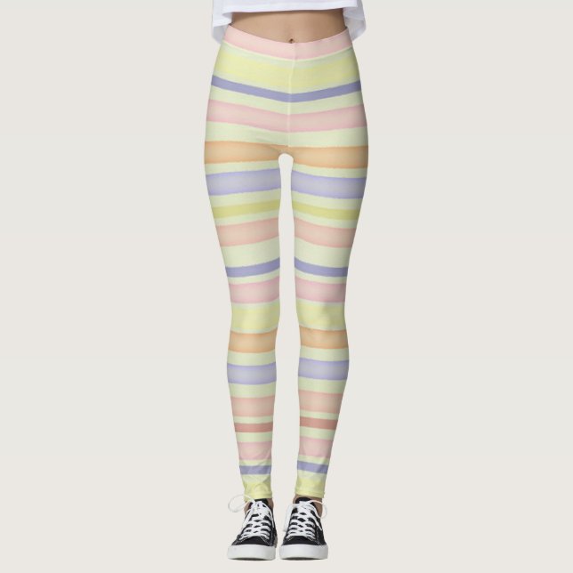 Multicolor stripes design watercolor leggings (Front)