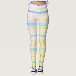 Multicolor stripes design watercolor leggings