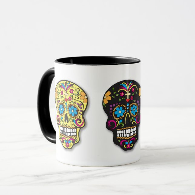 Multicolor Sugar Skulls Day of the Dead Mug (Front Left)