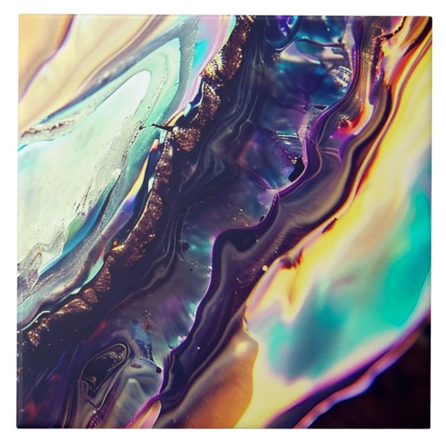 Multicolor Swirling Stripes of Igneous Rock  Ceramic Tile (Front)