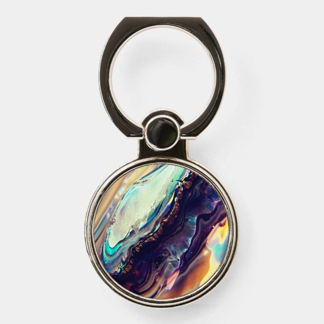 Multicolor Swirling Stripes of Igneous Rock  Phone Ring Stand (Front)