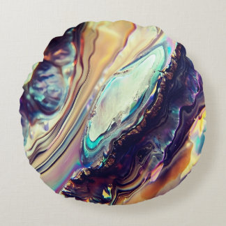 Multicolor Swirling Stripes of Igneous Rock Round Pillow