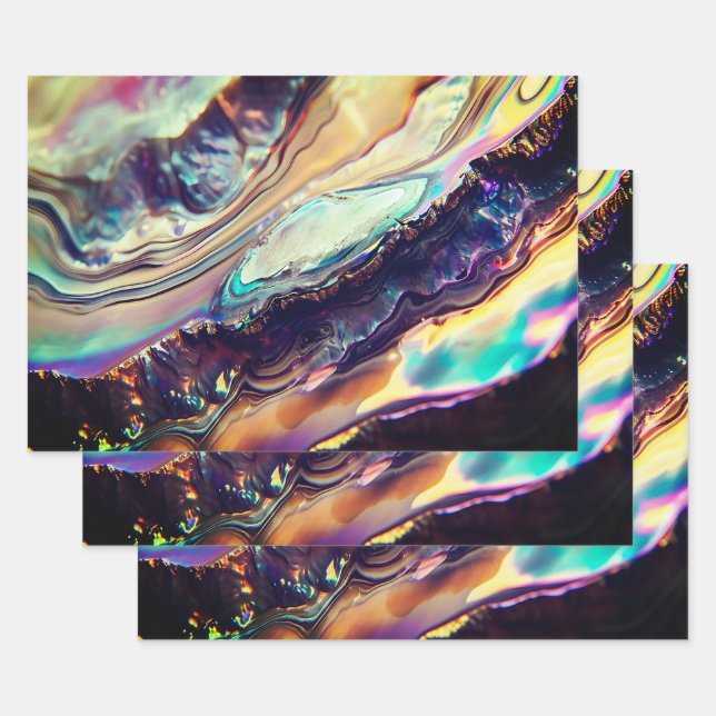 Multicolor Swirling Stripes of Igneous Rock  Wrapping Paper Sheets (Set)