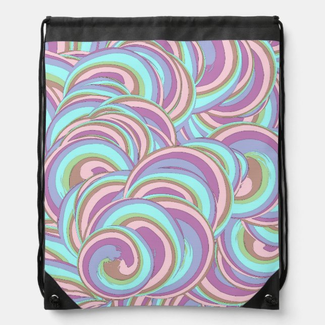 Multicolor Swirls Pattern Drawstring Bag (Front)