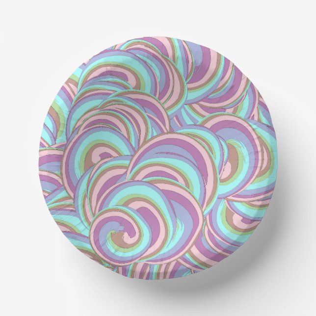 Multicolor Swirls Pattern Paper Bowls (Front)