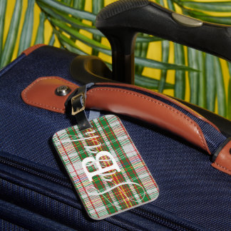 Multicolor Tartan Checkered Monogram Name Luggage Tag