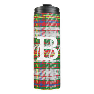 Multicolor Tartan Checkered Monogram Name Thermal Tumbler