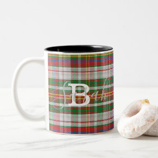 Multicolor Tartan Checkered Monogram Name Two-Tone Coffee Mug