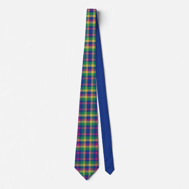 Multicolor tartan neck tie (Front)