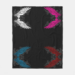 Multicolor Tattoo Angel Wings Fleece Blanket