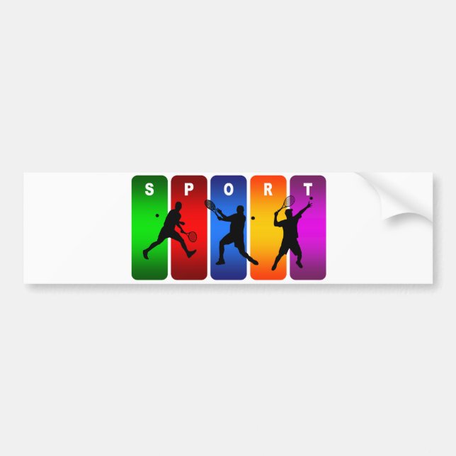 Multicolor Tennis Emblem (Male) Bumper Sticker (Front)