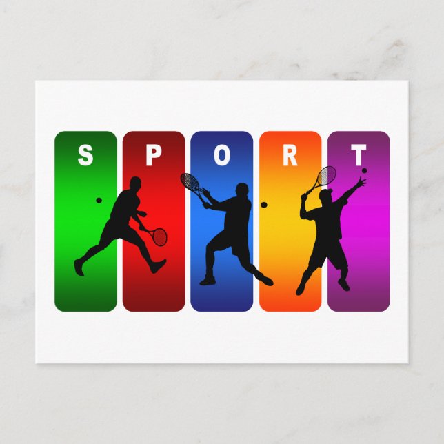 Multicolor Tennis Emblem (Male) Postcard (Front)