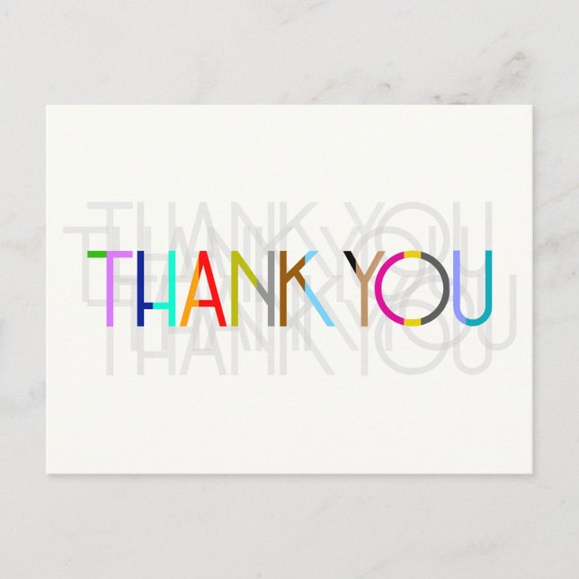 Multicolor Thank You Typography Postcard (Front)