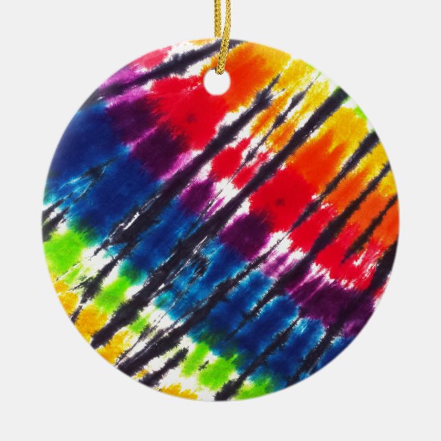 Multicolor Tie-Dye Ceramic Ornament (Front)