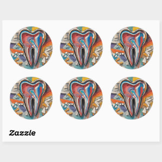 Multicolor Tooth Classic Round Sticker