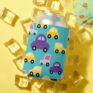 Multicolor Toy Cars Pattern Can Cooler