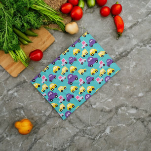 Multicolor Toy Cars Pattern Kitchen Towel