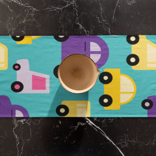 Multicolor Toy Cars Pattern Long Table Runner
