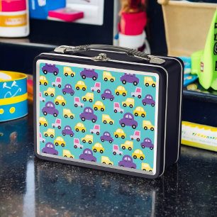 Multicolor Toy Cars Pattern Metal Lunch Box