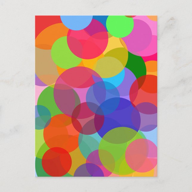 Multicolor Transparent Circles & Dots Postcard (Front)