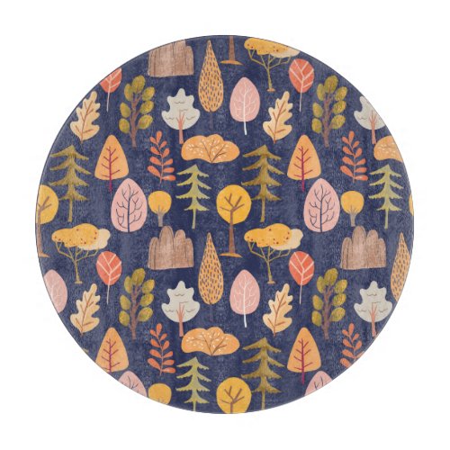 Multicolor Trees Mid Autumn Vintage Cutting Board