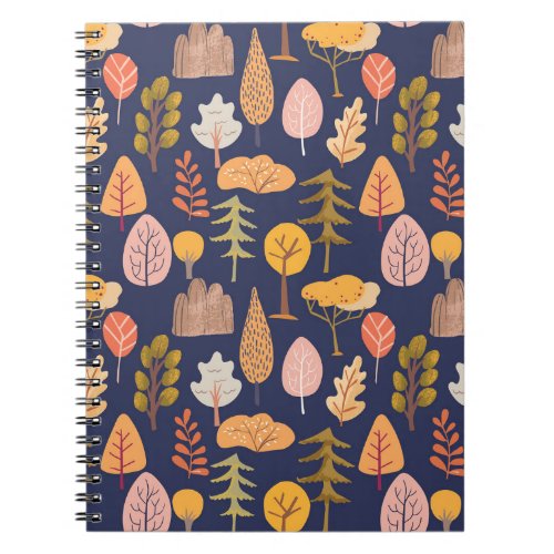 Multicolor Trees Mid Autumn Vintage Notebook