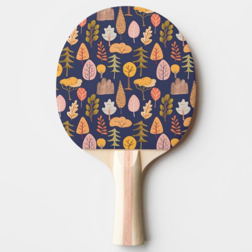Multicolor Trees Mid Autumn Vintage Ping Pong Paddle