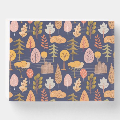 Multicolor Trees Mid Autumn Vintage Wooden Box Sign