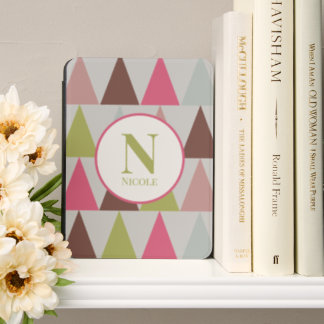 Multicolor triangle pattern with Name Initial Kindle Cover